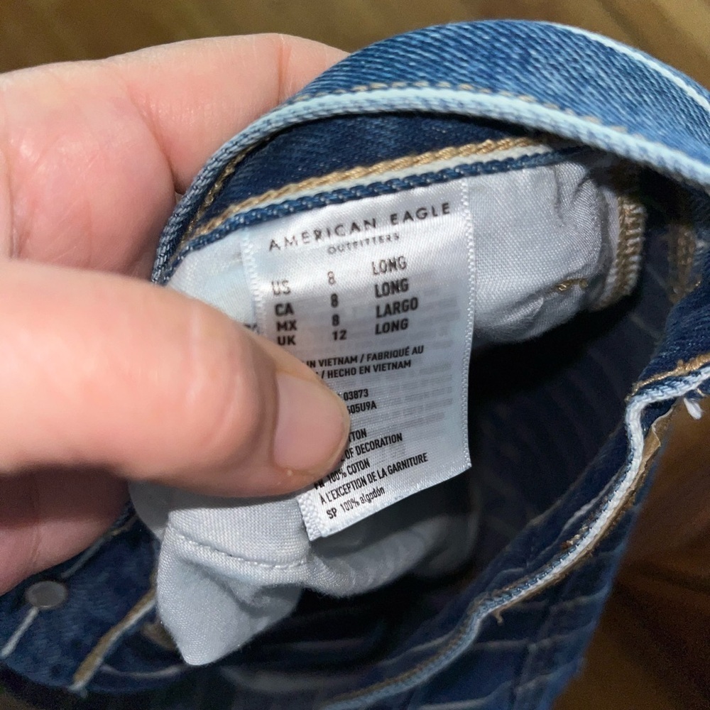 ‼️ SOLD‼️Vintage American Eagle Blue Stripped Denim Jeans Size 8 - Picture 4 of 5